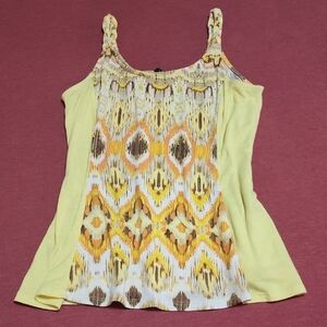 Womens Faded Glory Yellow Summer Beach Cami Tank Top Shirt Size S